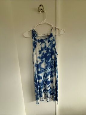 Fighting Eel Blue and White Tie-Dye Tank Top